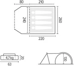 Trigano Ceylan Kuppelzelt, 4-Personen, Blau -Campingausrüstung 110535 0 3