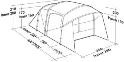 Robens Wolf Moon TC 5XP Tunnelzelt, 5-Personen, 300x545cm, Sandfarben/grün -Campingausrüstung 115472 0 10