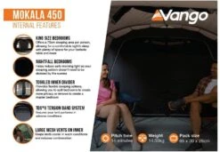 Vango Mokala 450 Kuppelzelt, 4-Personen, 540x300cm, Grau -Campingausrüstung 116883 0 2