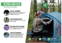 Vango Alpha 400 CLR Kuppelzelt, 4-Personen, Blau -Campingausrüstung 120218 0 2