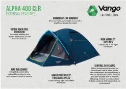 Vango Alpha 400 CLR Kuppelzelt, 4-Personen, Blau -Campingausrüstung 120218 0 3