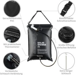 KingCamp Solar Shower Deluxe Campingdusche, Schwarz -Campingausrüstung 120316 0 3