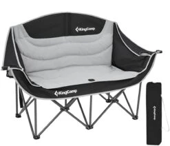 KingCamp Duo Deluxe Faltstuhl, Schwarz/hellgrau -Campingausrüstung 120324 0 2