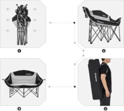 KingCamp Duo Deluxe Faltstuhl, Schwarz/hellgrau -Campingausrüstung 120324 0 3