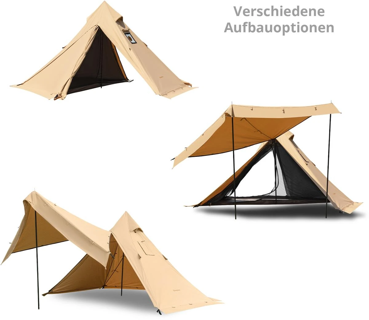 KingCamp Torino II Firstzelt, 1-2 Personen, Beige 5 KingCamp Torino II Firstzelt, 1-2 Personen, Beige – Bild 3