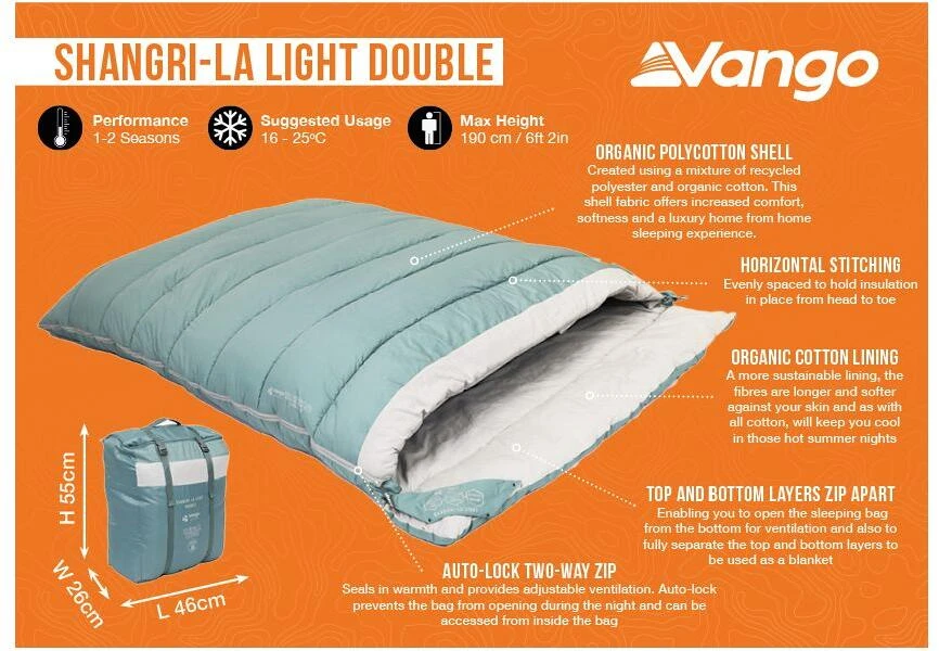 Vango Shangri-La Light Double Deckenschlafsack, Mineralgrün 7 Vango Shangri-La Light Double Deckenschlafsack, Mineralgrün – Bild 5