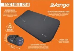 Vango Rock & Roll Schlafmatratze, 180x112x12cm -Campingausrüstung 122284 0 6