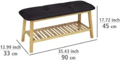 Wenko Ecori Schuhbank Mit Sitzpolster, Bambus, Schwarz -Campingausrüstung 125587 0 1