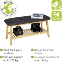 Wenko Ecori Schuhbank Mit Sitzpolster, Bambus, Schwarz -Campingausrüstung 125587 0 2