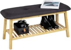Wenko Ecori Schuhbank Mit Sitzpolster, Bambus, Schwarz -Campingausrüstung 125587 0 3