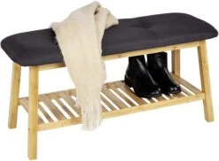 Wenko Ecori Schuhbank Mit Sitzpolster, Bambus, Schwarz -Campingausrüstung 125587 0 4