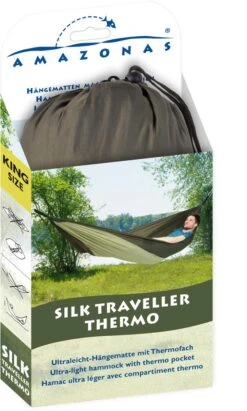 Amazonas Silk Traveller Thermo Leichthängematte, Grau/grün -Campingausrüstung 55100 4