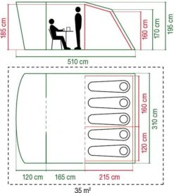 Coleman Rocky Mountain 5 Plus XL Zelt, 5-Personen, 510x310cm, Grau/grün -Campingausrüstung 62849 5
