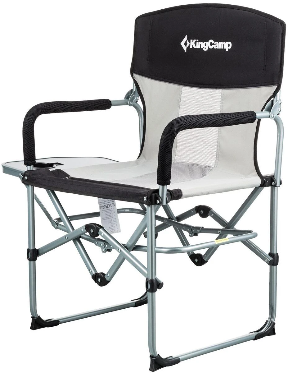 KingCamp Faltbarer Regiestuhl Mit Seitentisch Schwarz/grau 3 KingCamp Faltbarer Regiestuhl Mit Seitentisch Schwarz/grau