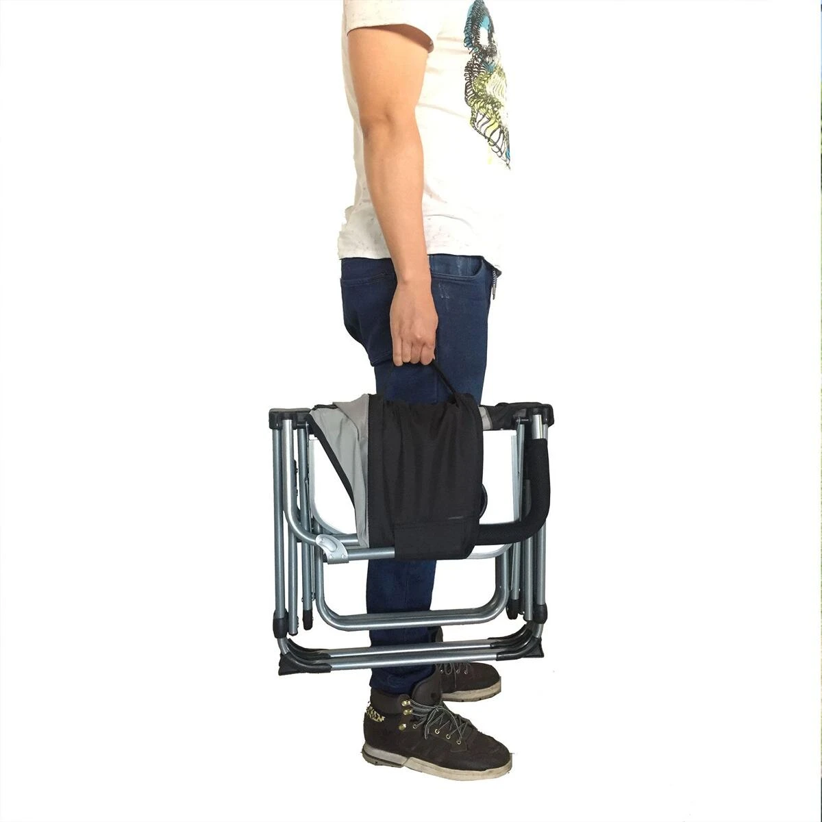 KingCamp Faltbarer Regiestuhl Mit Seitentisch Schwarz/grau 14 KingCamp Faltbarer Regiestuhl Mit Seitentisch Schwarz/grau – Bild 12