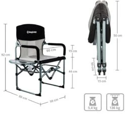 KingCamp Faltbarer Regiestuhl Mit Seitentisch Schwarz/grau 16 KingCamp Faltbarer Regiestuhl Mit Seitentisch Schwarz/grau -Campingausrüstung 76999 2