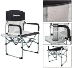 KingCamp Faltbarer Regiestuhl Mit Seitentisch Schwarz/grau 18 KingCamp Faltbarer Regiestuhl Mit Seitentisch Schwarz/grau -Campingausrüstung 76999 4