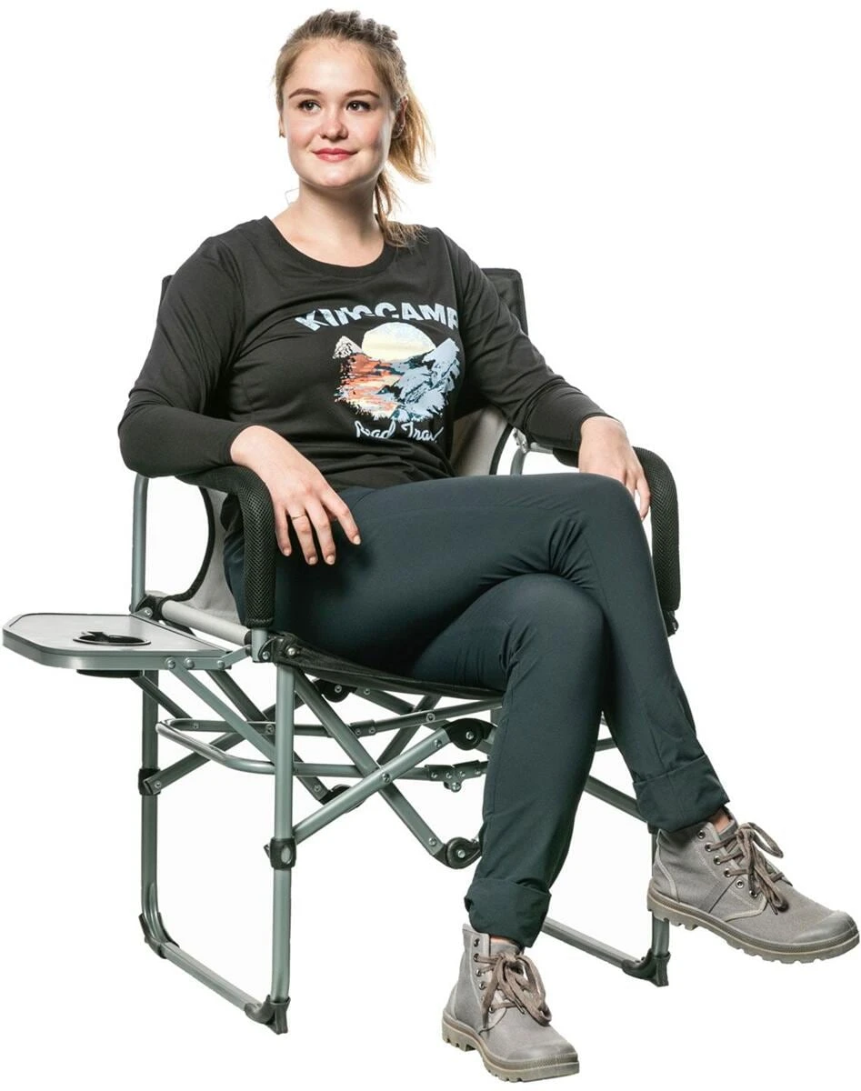 KingCamp Faltbarer Regiestuhl Mit Seitentisch Schwarz/grau 8 KingCamp Faltbarer Regiestuhl Mit Seitentisch Schwarz/grau – Bild 6