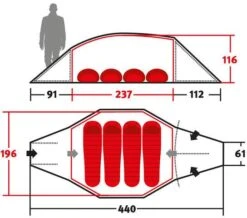 Wechsel Precursor Geodätzelt, 4-Personen, 196x440cm, Grün -Campingausrüstung 90521 11