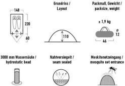 High Peak Kingfisher Kuppelzelt, 2-Personen, 220x140cm, Pesto Rot -Campingausrüstung 94587 0 4