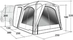 Outwell Linnburg Air Rear Luft-Busvorzelt, 250x380cm, Grau -Campingausrüstung 94960 0 9