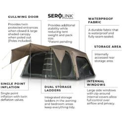 Zempire Pronto 10 Luftzelt, 10-Personen, 445x517cm, Grau/braun -Campingausrüstung 96047 0 6