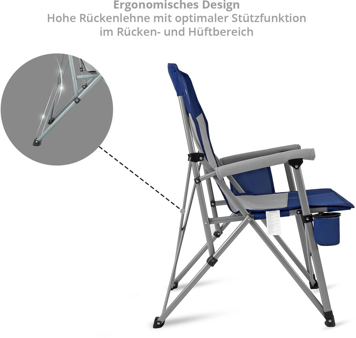 KingCamp Faltstuhl, Blau, 73x59x95cm 6 KingCamp Faltstuhl, Blau, 73x59x95cm – Bild 4