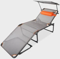 Portal Outdoor Kevin XXL Campingliege, Grau/orange -Campingausrüstung 96270 0 2