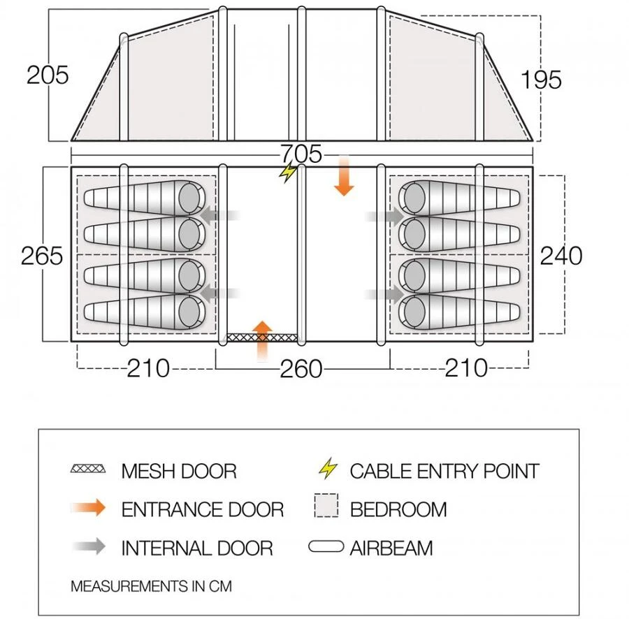 Vango Longleat II Air 800XL Luftzelt, 8-Personen, 265x705cm, Grün 7 Vango Longleat II Air 800XL Luftzelt, 8-Personen, 265x705cm, Grün – Bild 5